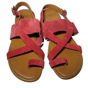 NEW Franco Sarto Gia Suede Leather Sandals Women's Size 8 M Pink Strappy Flats